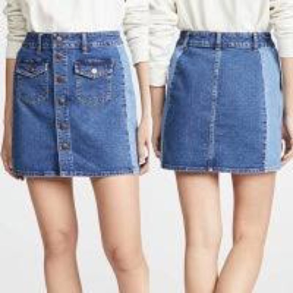 Madewell Stretch Denim Straight Mini Skirt: Pieced Edition - Size 25 - Picture 2 of 4